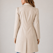 Women's Short Tailored Trench Coat with Button-Up Front and Belted Waist