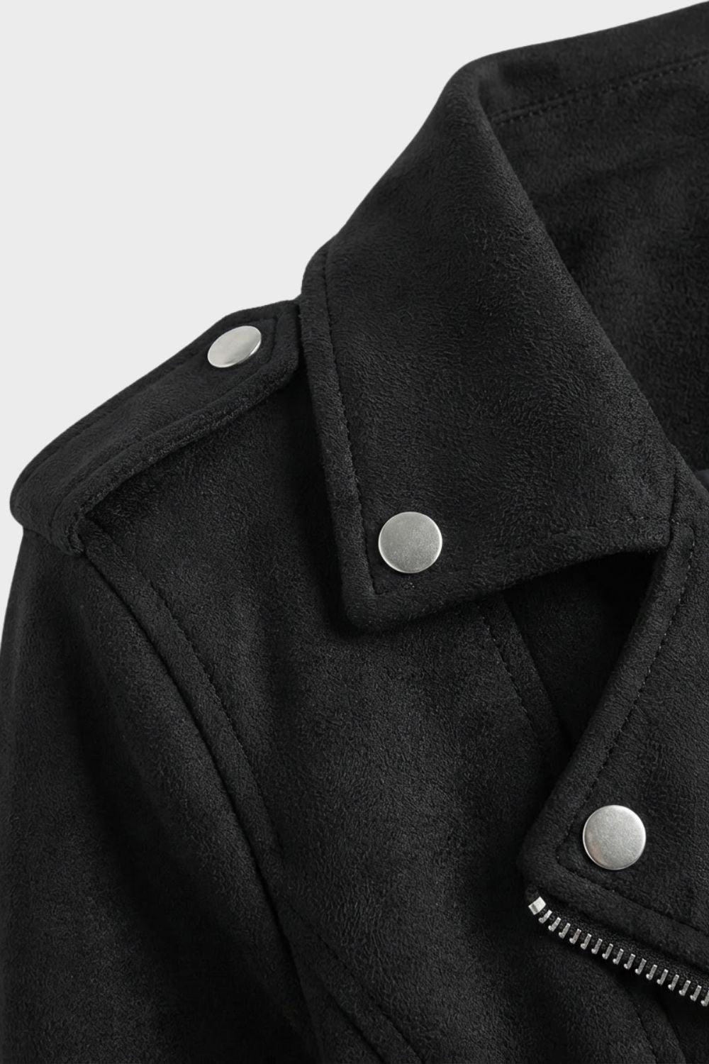 Saskia Faux Suede Biker Jacket with Asymmetrical Zip Detail