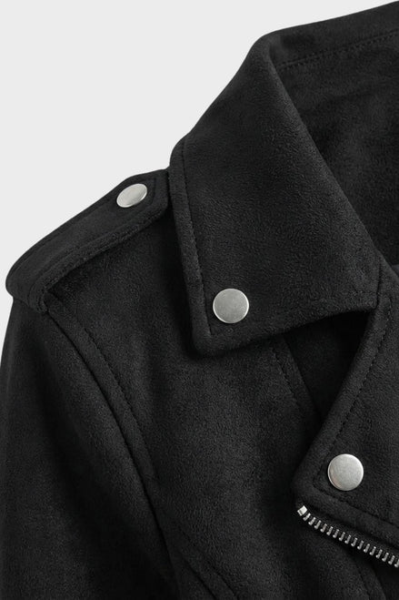 Saskia Faux Suede Biker Jacket with Asymmetrical Zip Detail