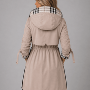 Hooded Longline Waterproof Jacket with Adjustable Drawstring Waist