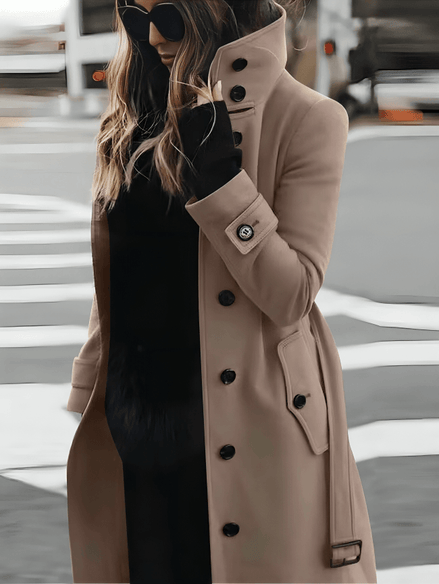 Sandra Belted Trench Style Womens Coats with High Collar Detail