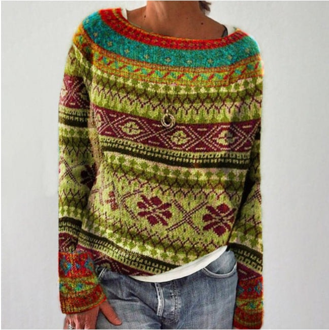 Maude Forest Print Crew Neck Knitted Jumper for Women