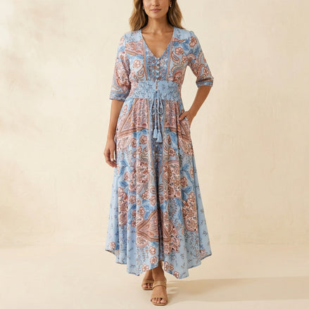 Floressa Flowy Floral V-Neck Women's Midi-to-Maxi Dress