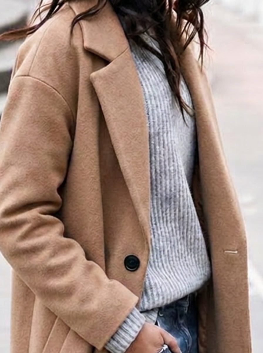 Angelika Women's Oversized Longline Winter Coat with Lapel
