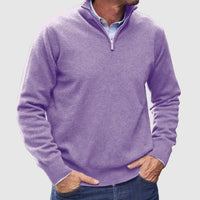 Men's Quarter-Zip Knitted Jumper with Layering Collar