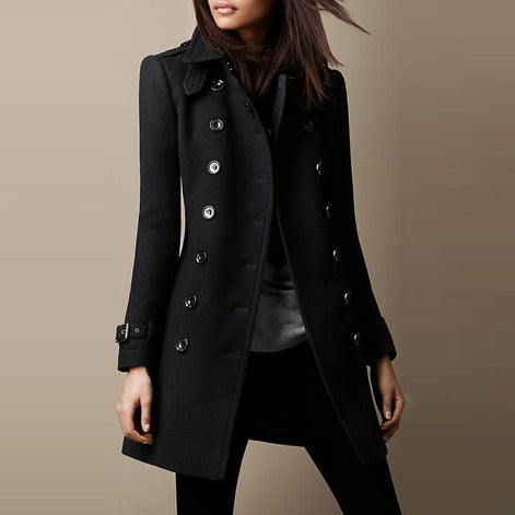 Janice Double-Breasted Mid-Length Winter Coat for Women