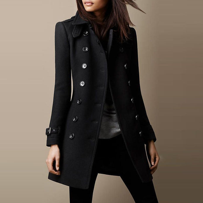 Janice Double-Breasted Mid-Length Winter Coat for Women