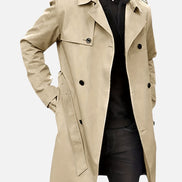 Double-Breasted Tailored Trench Style Mens Coats for Everyday Wear