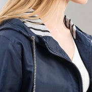 Longline Hooded Waterproof Jacket with Drawstring Waist