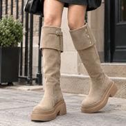 Women's Over-the-Knee Platform Boots with Foldover Cuff