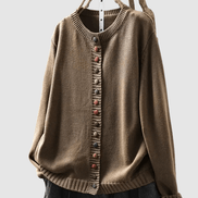 Button-Front Knitted Jumper Cardigan with Colourful Buttons