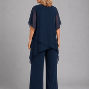 Women's Chiffon Two Piece Co-Ord Set with Wide-Leg Trousers