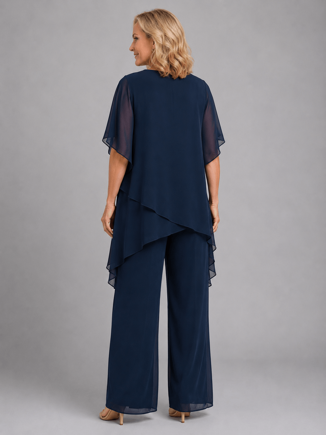 Women's Chiffon Two Piece Co-Ord Set with Wide-Leg Trousers