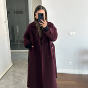 Belted Wrap Style Long Wool Blend Winter Coats for Women