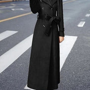 Elora Women's Belted Wool-Blend Longline Winter Coat with Shawl Collar