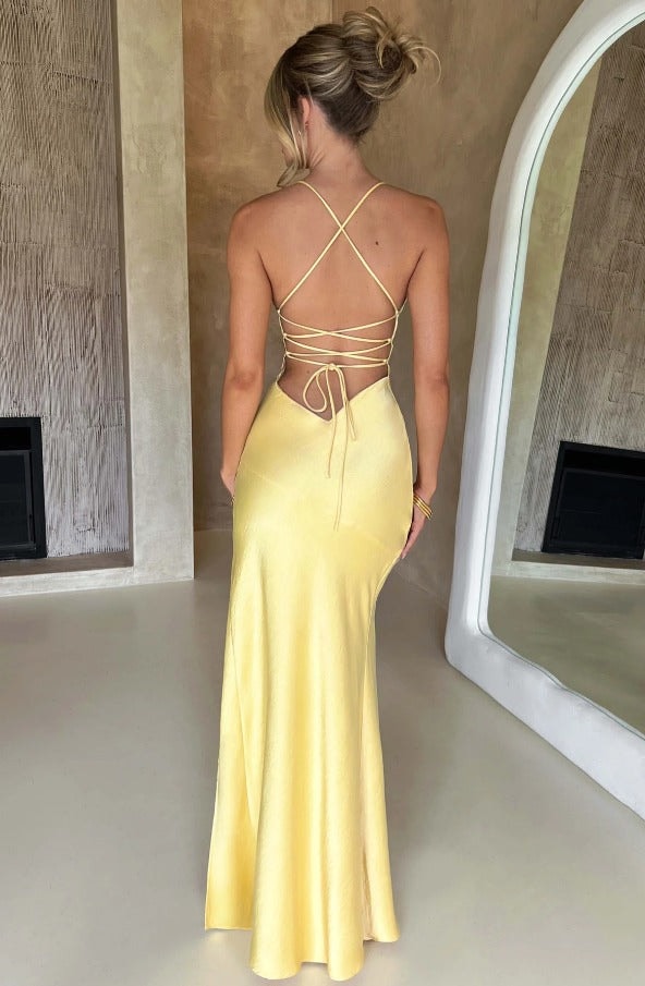 Martha Satin Slip Maxi Dress with Thigh Split