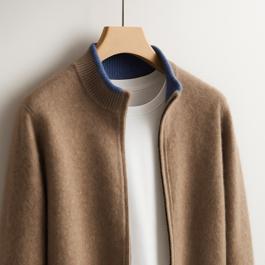 Knitted Zip-Up Cardigan Jacket for Everyday Layering