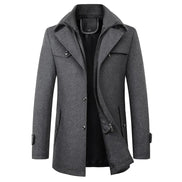 Carson Wool Blend Mid-Length Mens Coats with Notched Lapel
