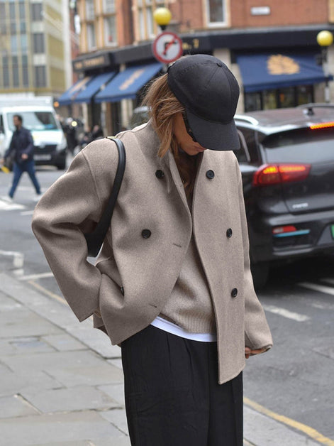 Charlene Double Breasted Wool Blend Pea Coat for Women