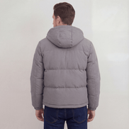 Hooded Puffer Jacket for Men with Adjustable Weatherproof Hood