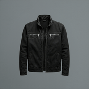 Men's Cotton Zip-Up Jacket with Stand Collar