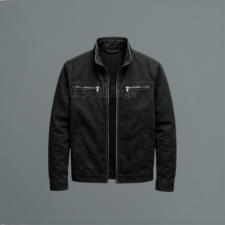Men's Cotton Zip-Up Jacket with Stand Collar