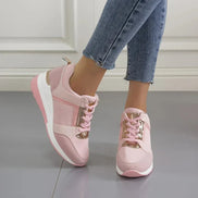 Women's Lace-Up Cushioned Sneakers with Wedge Sole and Ergonomic Fit