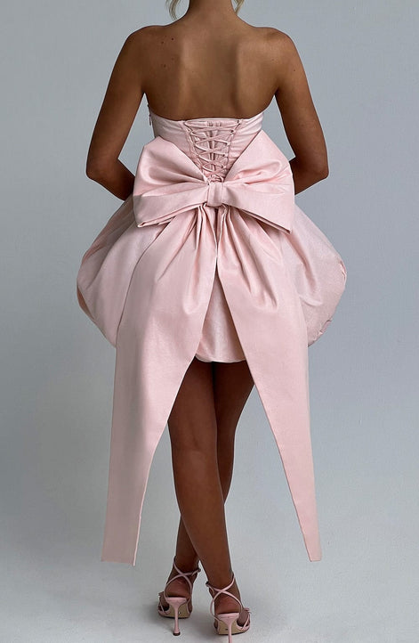 Clara Strapless Satin Puffball Mini Dress for Autumn Dresses Occasions
