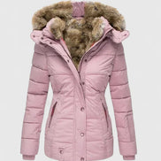 Veyzandra Faux Fur Hooded Padded Women's Winter Coat with Pockets