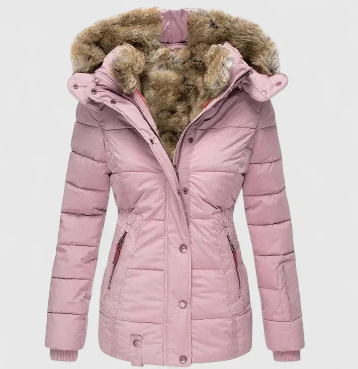 Veyzandra Faux Fur Hooded Padded Women's Winter Coat with Pockets