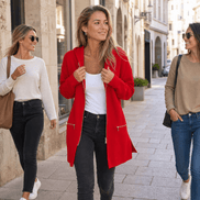 Women's Longline Hooded Zip-Up Jacket with Pockets