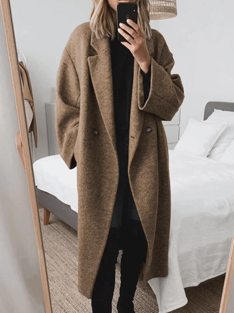 Adrienne Double-Breasted Oversized Women's Wool-Blend Winter Coat