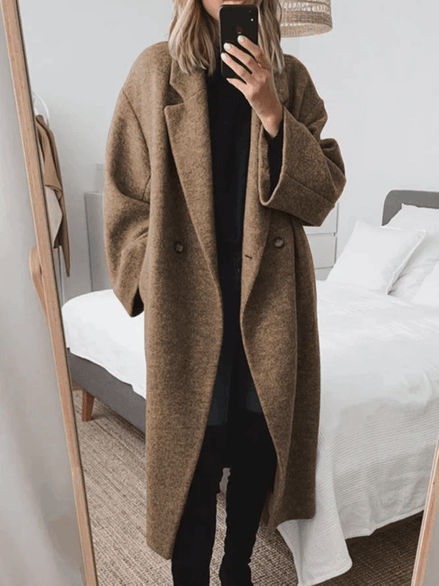 Adrienne Double-Breasted Oversized Women's Wool-Blend Winter Coat
