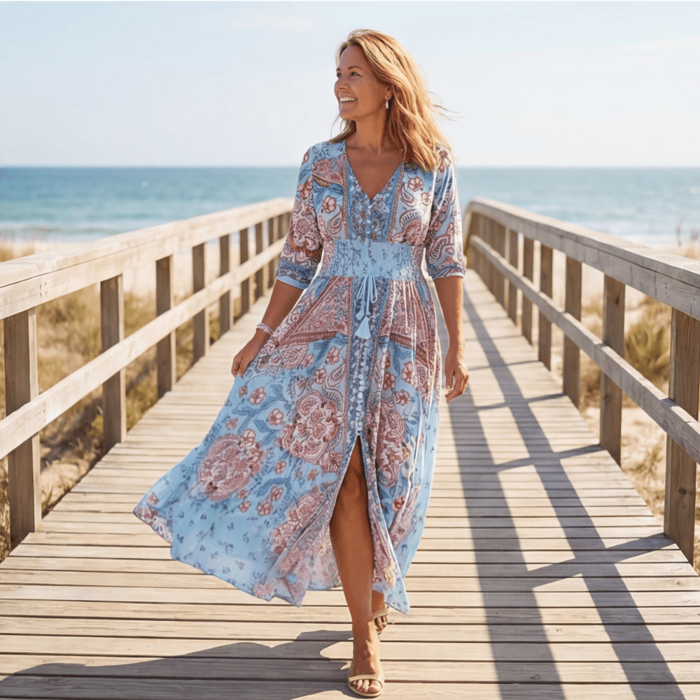 Floressa Flowy Floral V-Neck Women's Midi-to-Maxi Dress