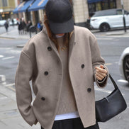 Charlene Double Breasted Wool Blend Pea Coat for Women