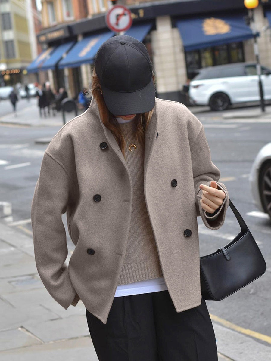 Charlene Double Breasted Wool Blend Pea Coat for Women