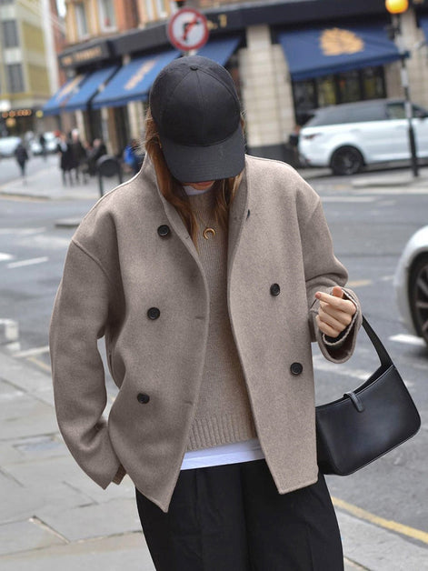 Charlene Double Breasted Wool Blend Pea Coat for Women