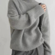 Dora Roll Neck Cashmere Women's Knitted Jumper with Ribbed Cuffs