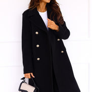 Emily Double Breasted Longline Winter Coats Women A-Line Wool Blend