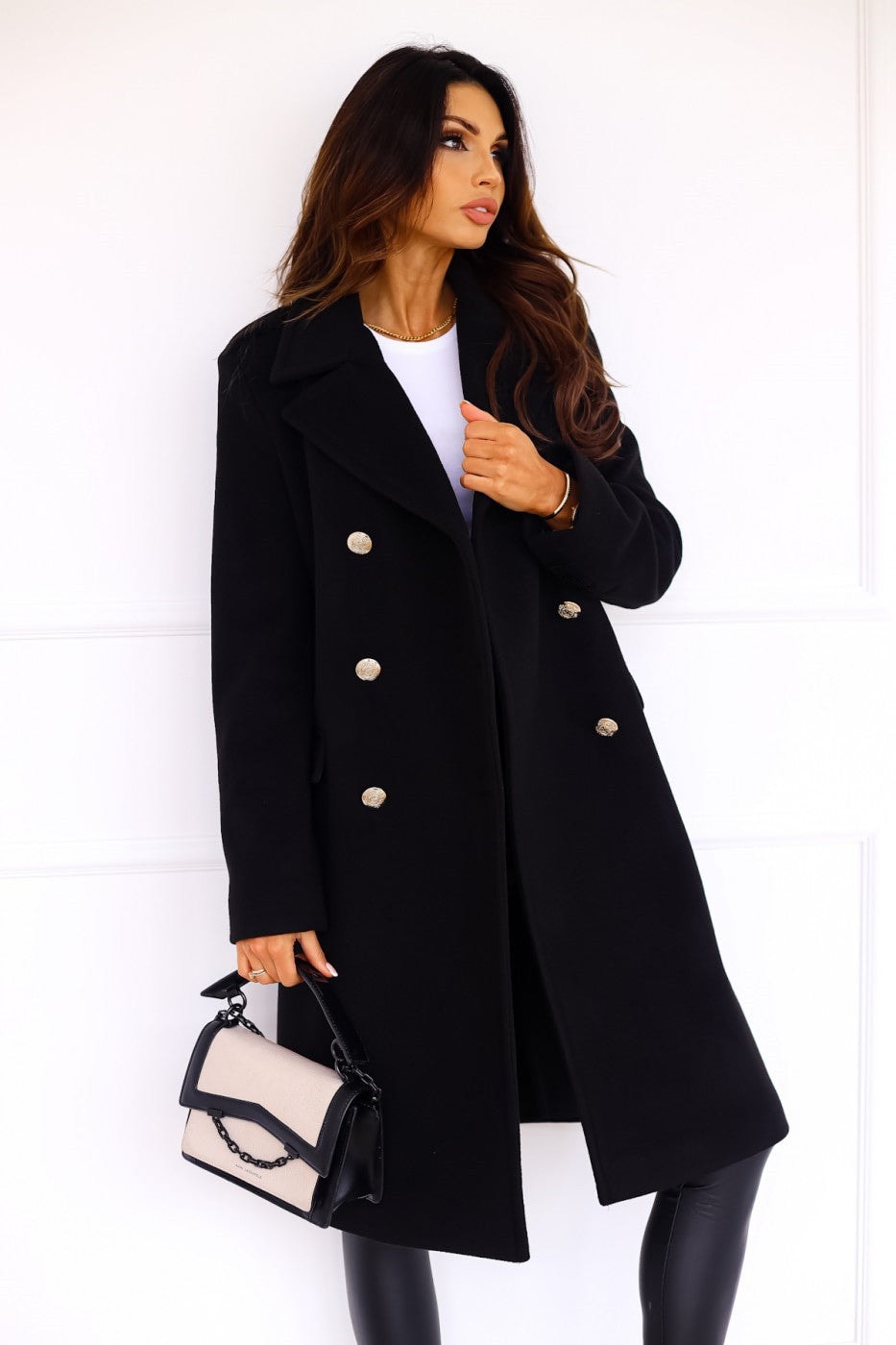 Emily Double Breasted Longline Winter Coats Women A-Line Wool Blend