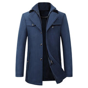 Carson Wool Blend Mid-Length Mens Coats with Notched Lapel