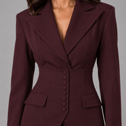 Cinched-Waist Blazer and Wide-Leg Trousers Two-Piece Co-ord Set