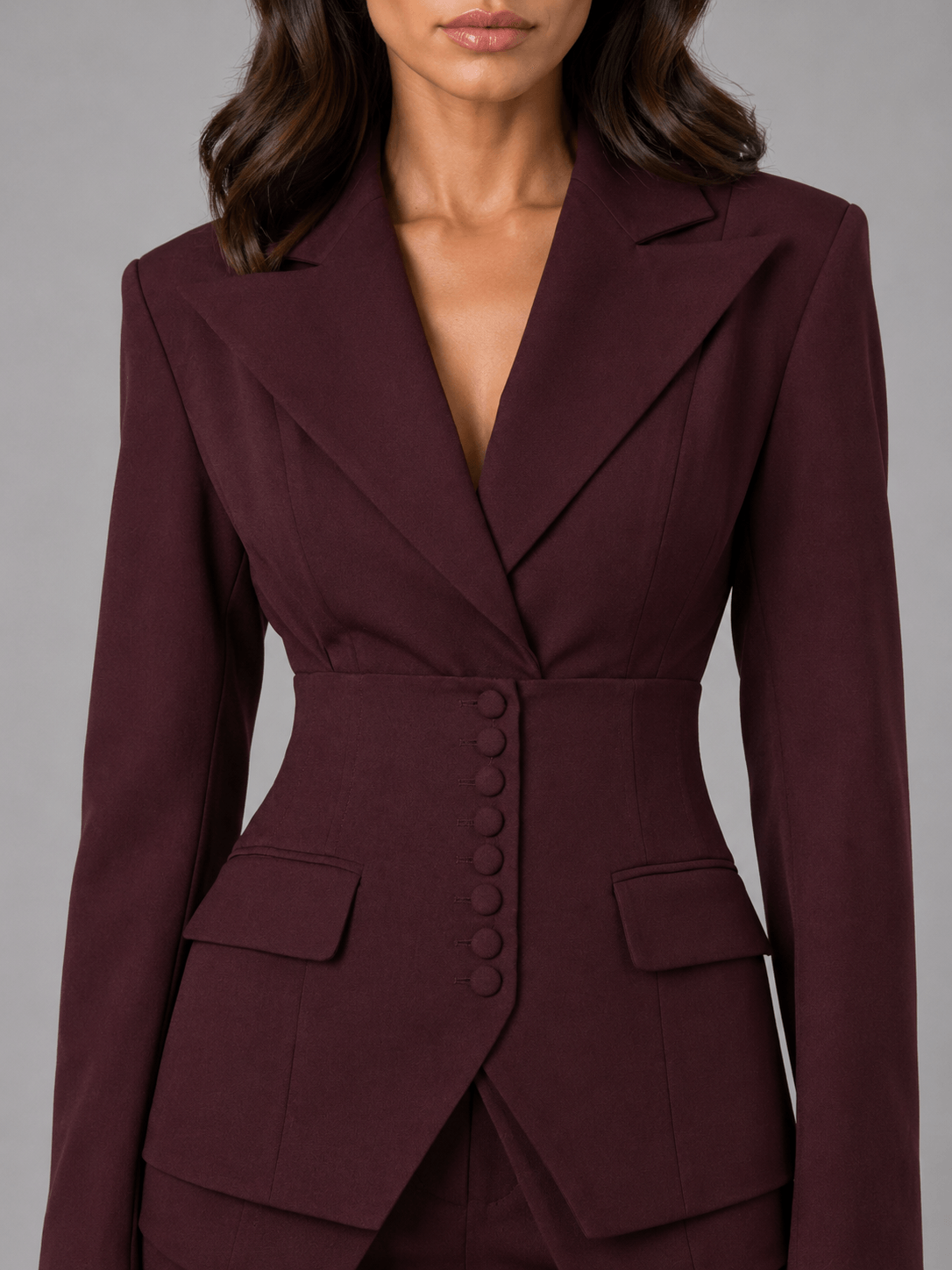 Cinched-Waist Blazer and Wide-Leg Trousers Two-Piece Co-ord Set