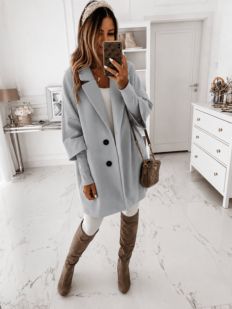 Katrina Oversized Cocoon Winter Coats for Women with Notched Lapel