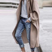 Oversized Long Winter Coat with Wide Sleeves in Wool Blend