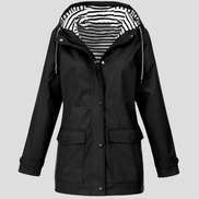 Women's Waterproof Hooded Rain Jacket with Zip Front and Drawcord