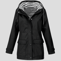 Women's Waterproof Hooded Rain Jacket with Zip Front and Drawcord