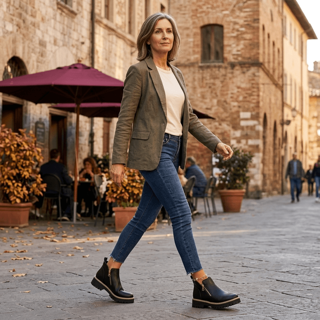 Strida Women's Cushioned Platform Chelsea Ankle Boots with Side Zip
