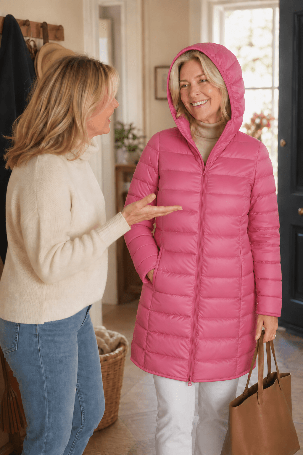 Women's Packable Quilted Puffer Jacket with Detachable Hood