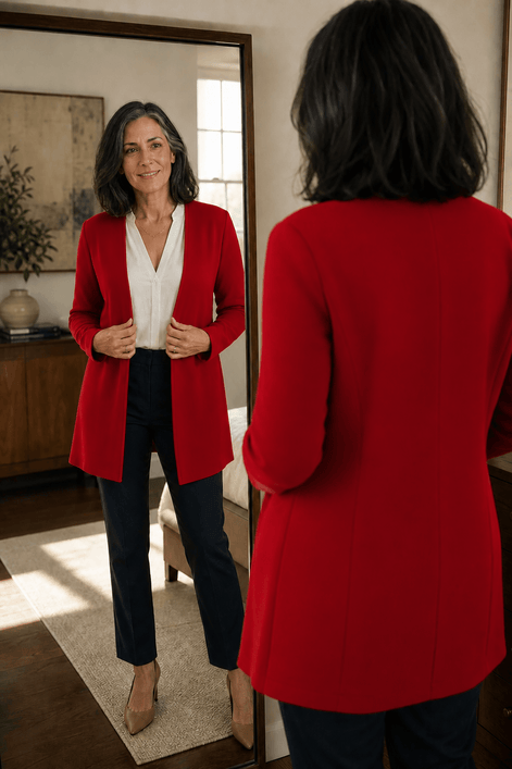 Linevalle Women's V-Neck Single-Button A-Line Tailored Blazer